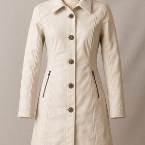 Marmot Marla Softshell Jacket Womens Long Zip & Buttons Cream Gray Dress Coat